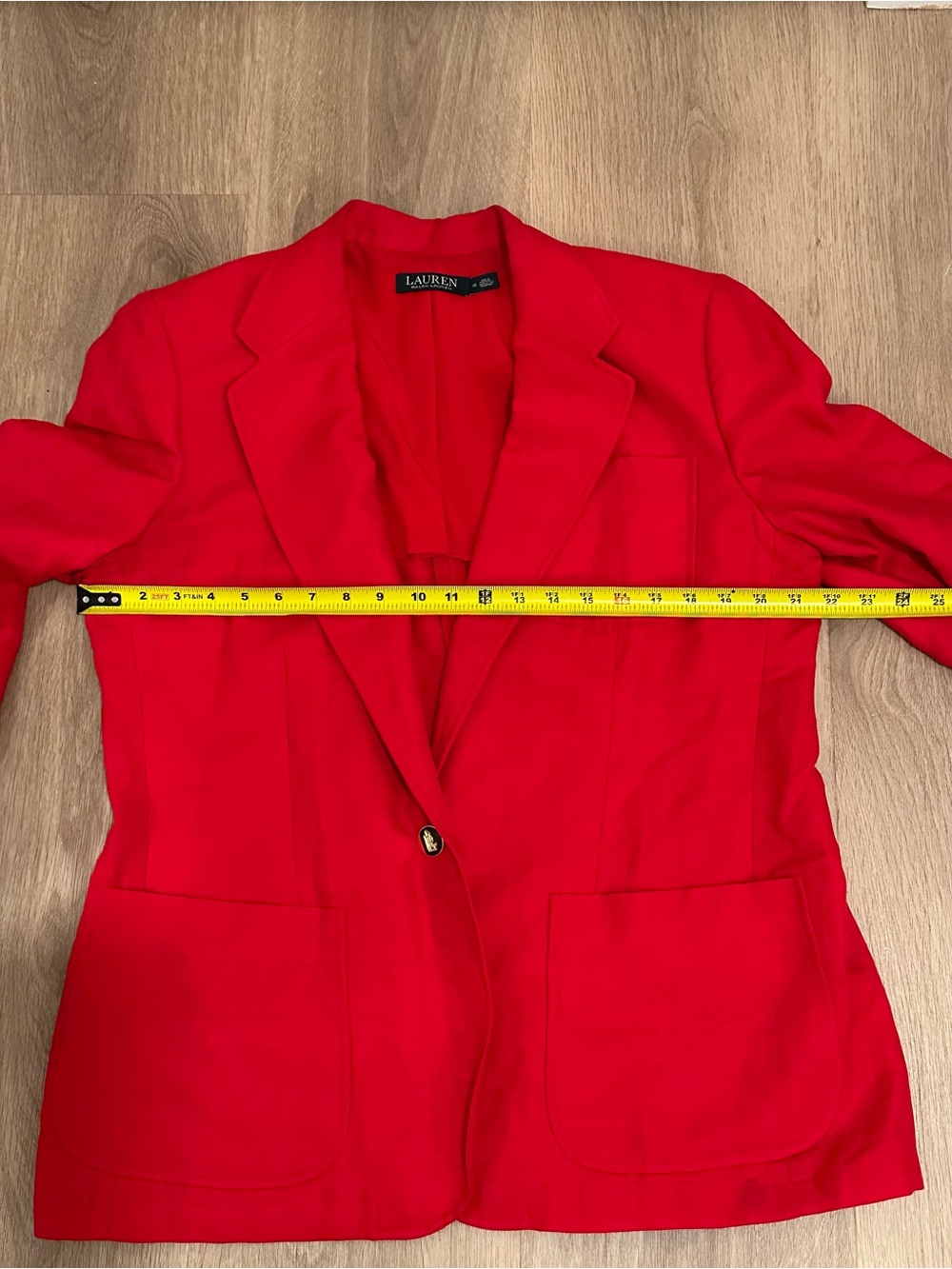 Ralph Lauren Black Label-Red Single-Button Linen Blazer